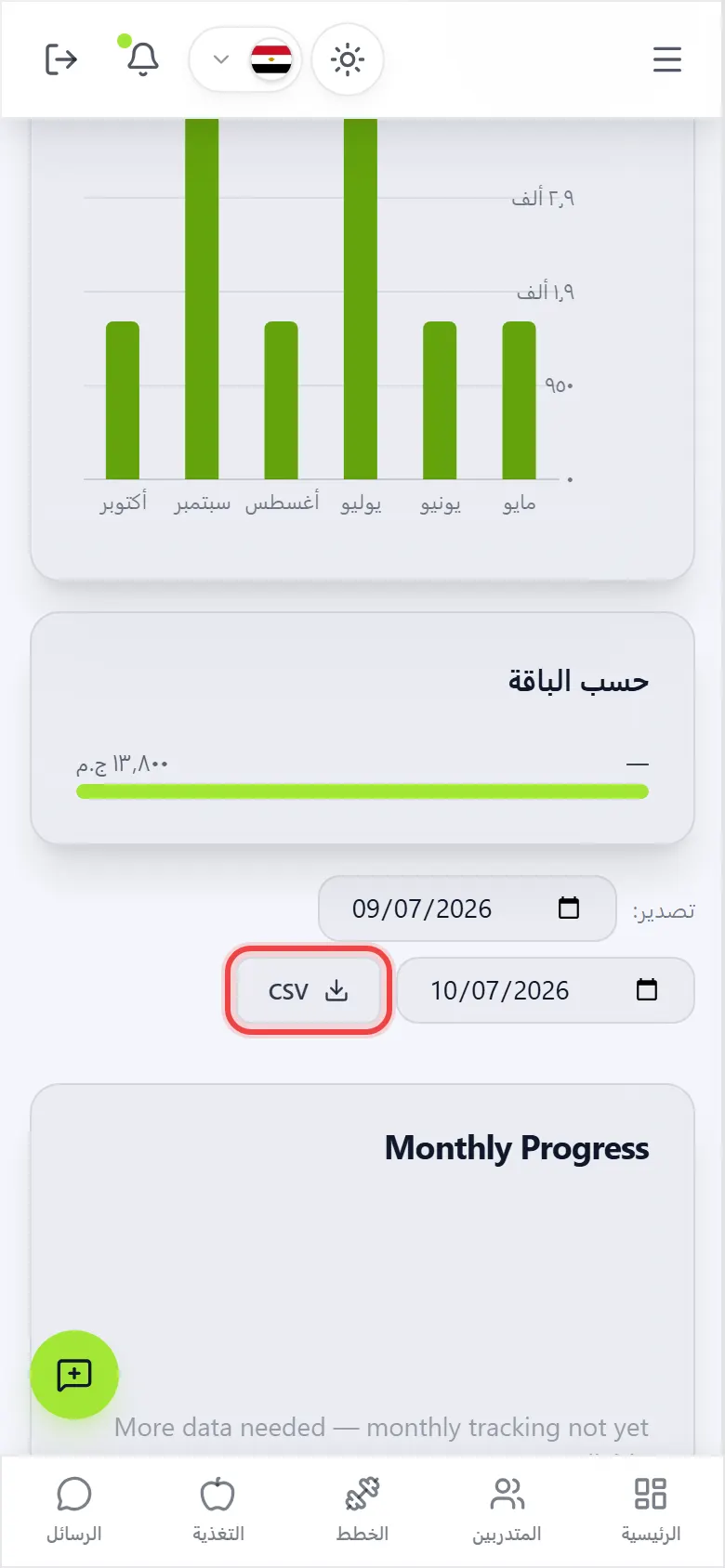 الرسم البياني والتصدير