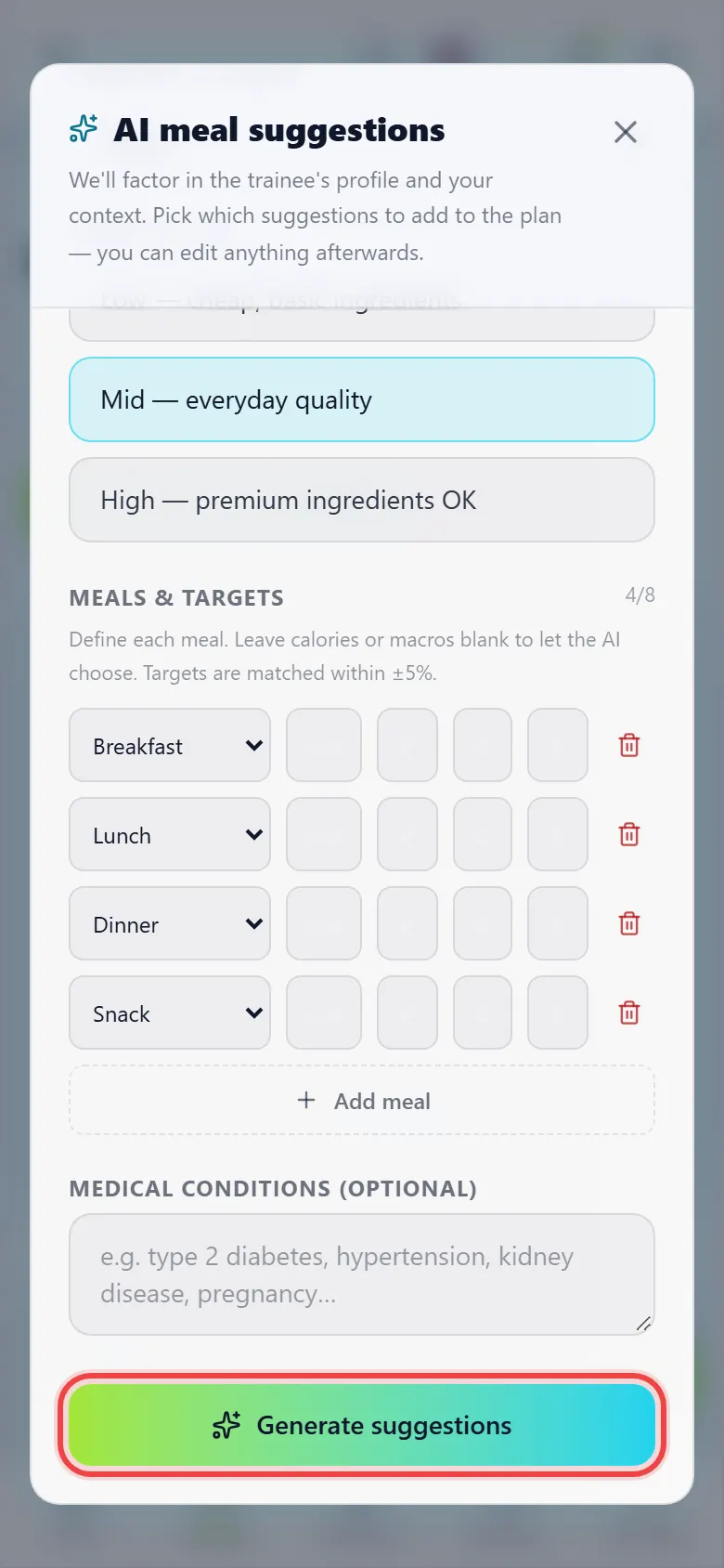 Let AI suggest meals